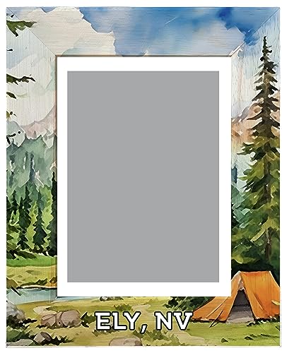 R and R Imports Ely Nevada Souvenir Wooden Photo Frame Camping Tent Design Vertical