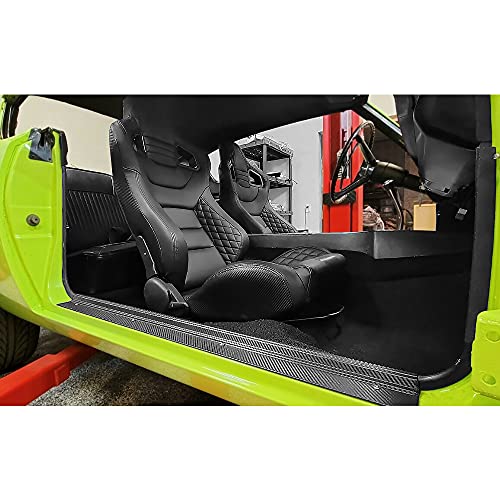 Ikon Motorsports, Universal Racing Seats Pair With Dual Sliders, Black Pu & Carbon Leather Reclinable Left Right #TOP2