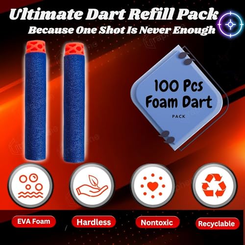 Image of GRAPHENE 100 Pcs Soft Foam Bullets Darts for Toys Guns Sticky Safe Hollow Out Refill Darts Set Compatible with Hot Fire Nerf N-Strike & Blaze Storm Blaster Strike Elite Gun Target Game for Kids