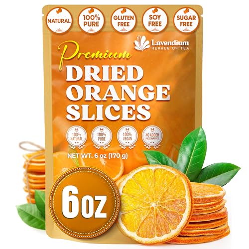 Image of Lavendium, Premium 6oz Dried Orange Slices, 100% Natural & Pure, No Additives or Preservatives, Non-GMO, Plant-Based & Vegan, Perfect for Tea, Cocktails, Baking, Holiday Decorations & Crafts