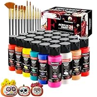 fantastory Acrylic Paint Set 24 Colors (2 oz / 60ml Each), Non Toxic, Non Fading, Waterproof, Acrylic Paint Kit for Artwork & DIY Projects on Canvas, Wood, Glass, Clay, Ceramic [Professional Series]