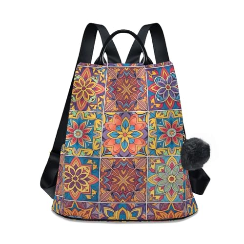 Mochila antirrobo para mujer con estampado de mandala que protege tus viajes urbanos