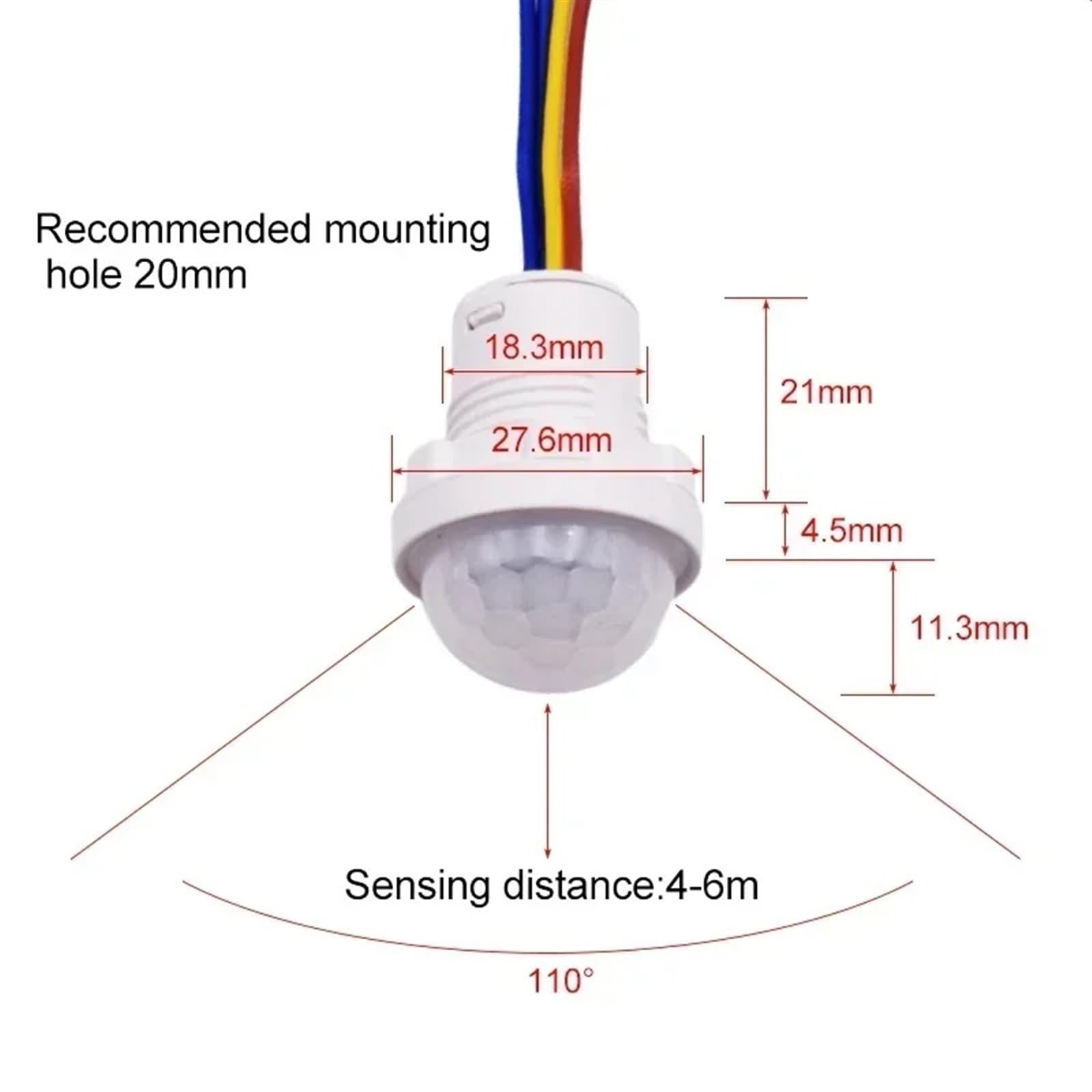 Sensor de luz automático de movimiento infrarrojo, interruptor Detector IR, 12V, 24V, CC, 110V, 220V, CA, lámpara nocturna con detección de movimiento humano, 5 uds.(5pcs 100-240VAC)