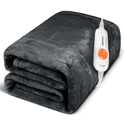 Gintao Heated Blanket Throw, Soft Double Flannel Electric Heating Blanket