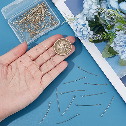 Beebeecraft 1 Box 100Pcs Ball Head Pins 18K Gold Plated Brass Ball Eye Pins 35Mm Jewelry Making Findings For Charm Beads Diy Making, Head: 1.8Mm #TOP2