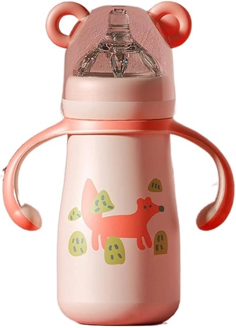 Amazon Co Jp 毛新316ステンレス鋼大型ワイド広口哺乳瓶クマ水カップ絶縁哺乳瓶わら ホーム キッチン