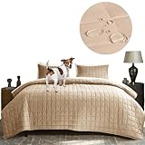 Bestcovers Tagesdecke 100prozent Wasserdicht, 5-Schicht Decke mit TPU-Membran, Mikrofaser-Antirutsch, Wasserabweisende Beschichtung, Bettüberwürf Tagesdecke 200 x 220 Beige (Beige, 200x220)