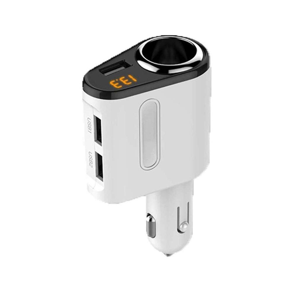 Cargador de automóviles, Mini Fit Fit USB Cargador de Coche Dual Puerto de Carga, Monitoreo de Voltaje (Color : White)