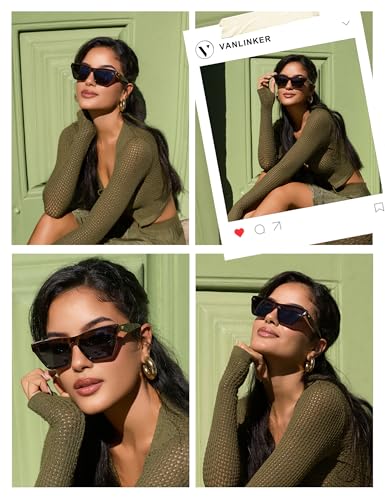 VANLINKER Retro Polarized Square Cateye Sunglasses for Women Trendy Oversized Rectangular Cat-eye Frame VL98563