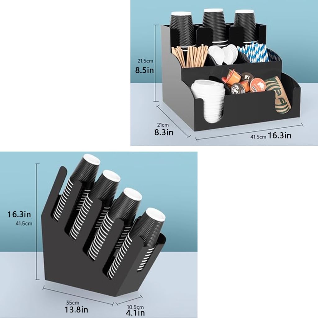 Set di organizer per stazioni da caffè, organizer per bancone, porta tazze da caffè usa e getta, per ufficio, sala ricevimenti