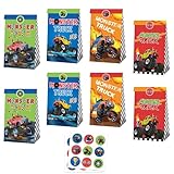 MORAINJAY 12 Sacchetti Festa Camion, Sacchetti Regalo Tema Camion per Compleanno Bambini, Forniture per Feste Bambini Ragazzi e Ragazze (18 Adesivi)