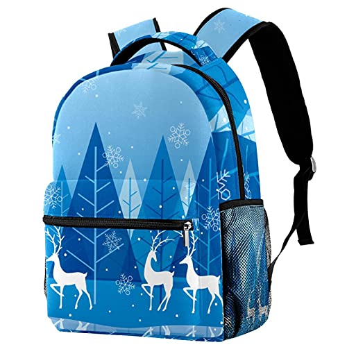Sac à dos voyage bleu forêt de Noël pour les trajets vers le campus