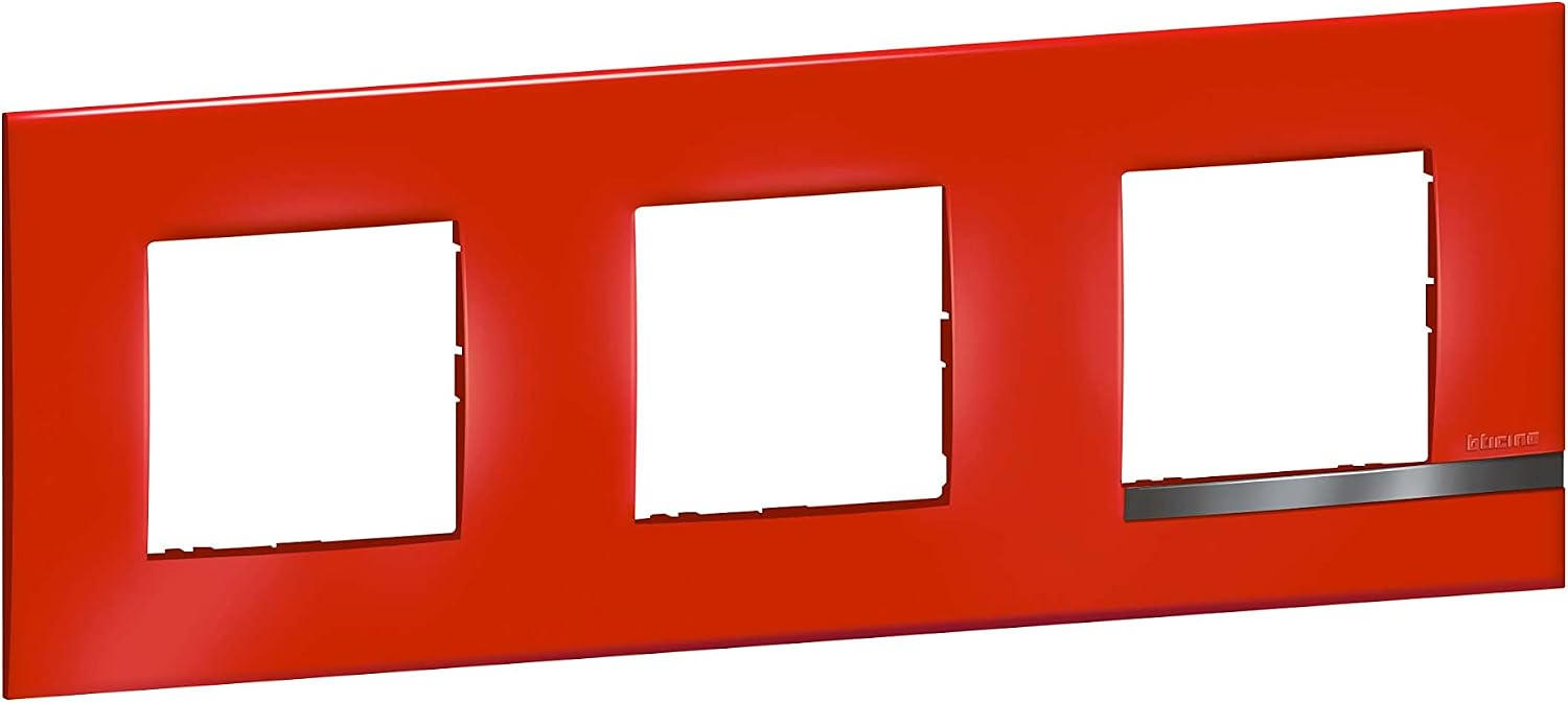 Фінішна панель legrand BTAL9RU3 Alorise Collection Deco на 3 стійки, рубіново-червона, глянцева, з алюмінієвим ефектом крайки - BT