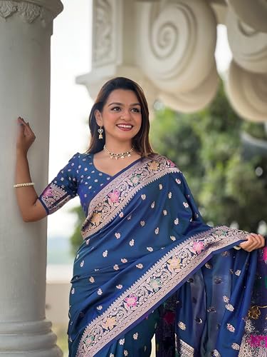 Divyadham Textiles peacock blue banarasi silk saree – image 5