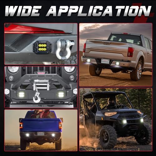 Flush Mount LED Pods, OFFROADTOWN 5'' 12,000LM CREE LED Driving Lights Reverse Backup Light Flush Light Bar Off Road Lights Work Light for Truck Pickup UTV ATV SUV Boat 4x4 Car by OFFROADTOWN - Used condition - Image 6