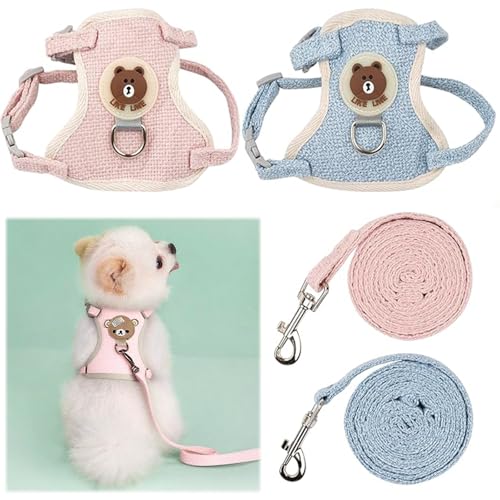 Oiieco 2 Stück Kaninchen zubehör, Hasenleine,Verstellbares Kaninche Geschirr,120cm Weiches Kaninchen Leine,Geeignet,Kaninchengeschirr,für Kleine Häschen Katze Hunde Und Andere Kleine Haustiere