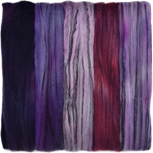 Hand Dyed Superfine Merino Tencel Roving for Spinning and Felting. 5oz, Purple
