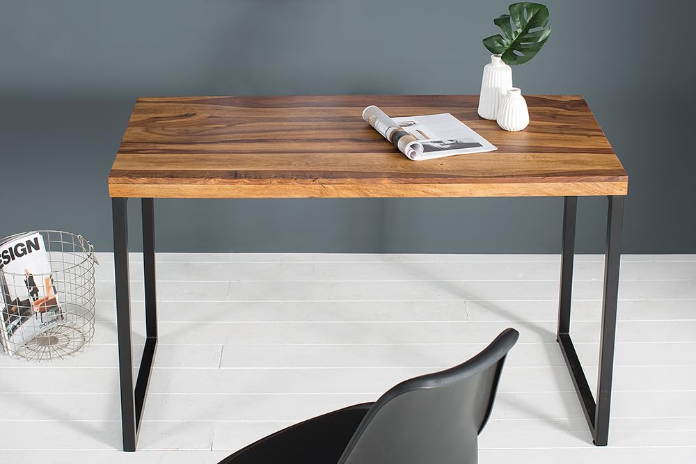 Riess Ambiente Massiver Schreibtisch Elements - 120cm - schwarz - Sheesham Metall Bürotisch Massivholz Holztisch