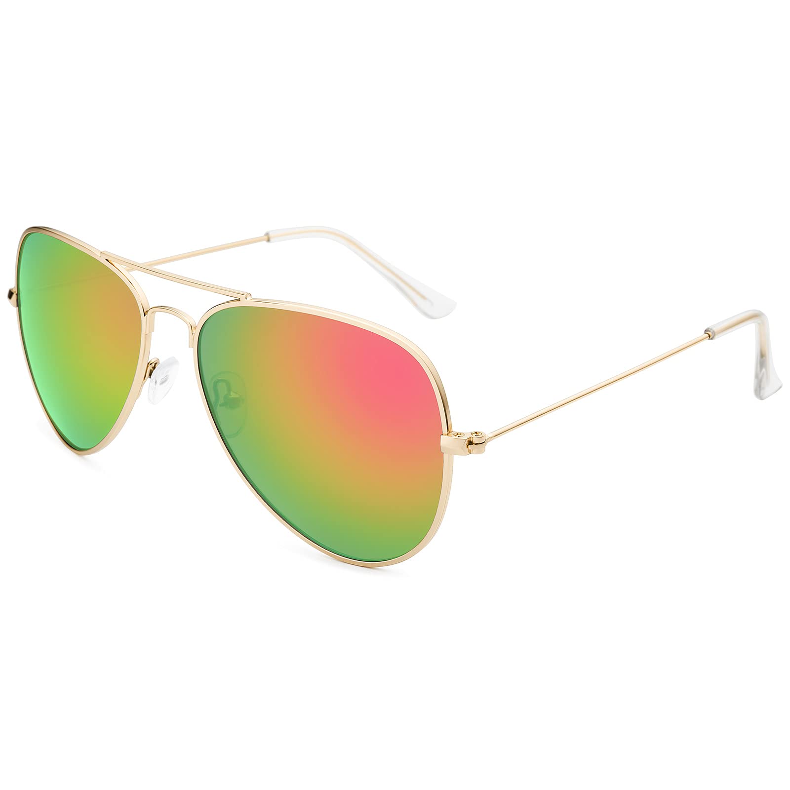 Unisex Aviator Sunglasses with Green Mirrored Polarized Lenses Mavericks - Limes: Gold / Mirrored Green Polarized – Fed  main image 2