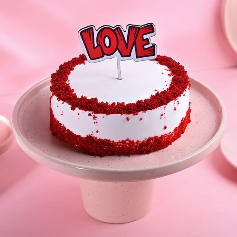 FlowerAura Delicious Fresh Romantic Red Velvet Cake With Topper For Birthday Cake, Anniversary Cake, Valentine's Day Cake, Mother's Day Cake, Father's Day Cake (Same Day Delivery) (0.5Kg)-picture-13