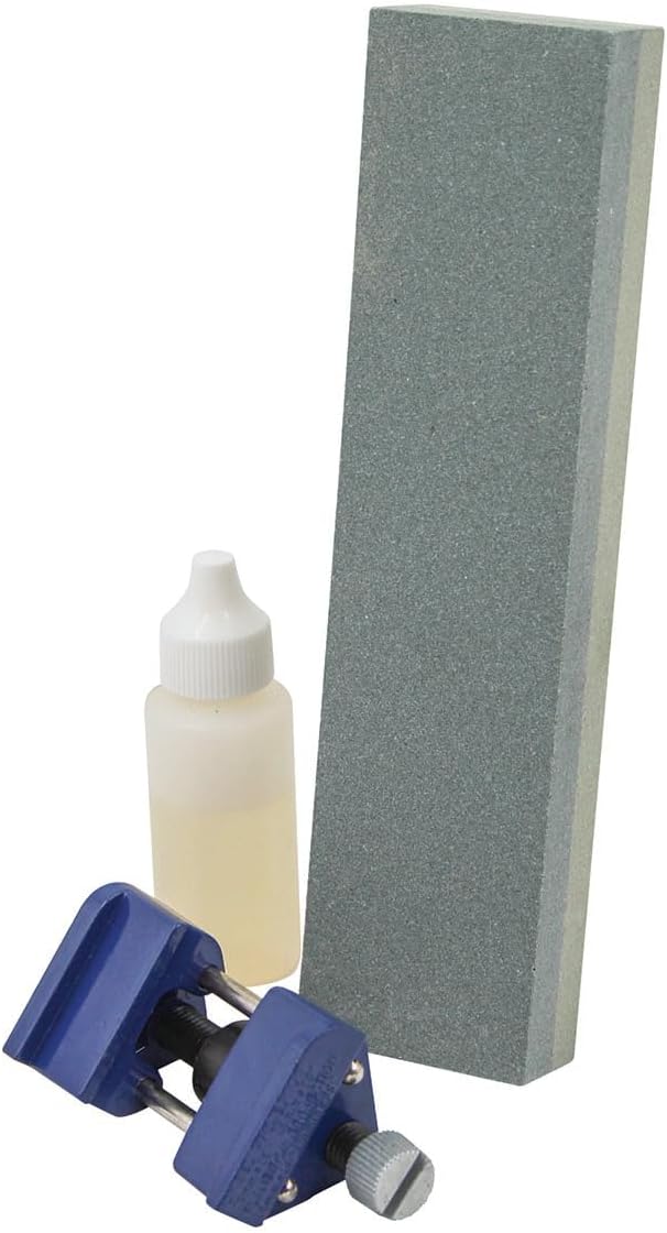 Faithfull FAIOS8CHG Sharpening Kit for Wood Chisels and Metal Blades Includes: Oilstone 200 mm (8 Inch), Honing Guide for Chisels and White Oil