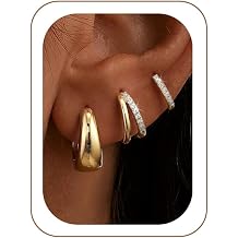 M MOOHAM Gold Hoop Earrings for Women, Hypoallergenic Earring stacks