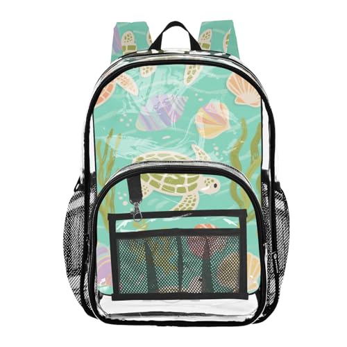 Turtle Green Sea Clear Kids Backpacks For School Clear Book Bags For Boys See Through Heavy Duty Backpack