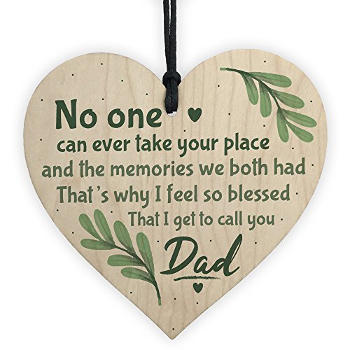 XLD Store Dad Graveside Memorial Remembrance Wooden Heart Grave Plaque Cemetery Garden Sign