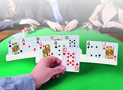 IdeaWorks Arc Playing Cards Holder (Set of 4) | Playing Card Holders for Seniors & Kids Card Holder | Curved Game Card Holder Design Prevents Viewing of Cards | Holds 15 Cards, White