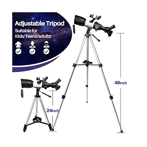 QUNSE Teleskop Astronomie 70 mm Öffnung und 400 mm Brennweite,Professionelles Refraktor-Teleskop für Kinder, Anfänger… – Bild 7