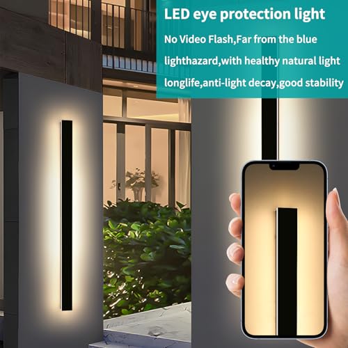 Mikeru 3CCT Dimmable Outdoor Wall Sconce 71" IP65 Waterproof - 2Pack Modern Black Exterior Light with Remote Control, Adjustable 3000K/4500K/6000K for Porch, Patio & Commercial Spaces | Hardwired by Mikeru - Image 5