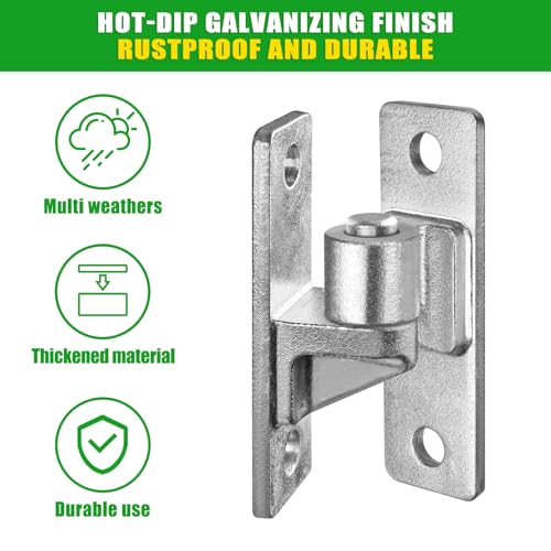 Image of Heavy Duty 4.9 inch Gate Hinges, Steel Hinges with Hot-Dip Galvanized Finish, 2‑Pack Wall‑Mount Female & Male Hinges for Fences & Farm Gates, 600 lbs Capacity