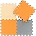 qqpp EVA Rubber 18 Tiles Interlocking Puzzle Foam Floor Mats - Baby Play Mat for Playing | Exercise Mat for Home Workout. Orange, Beige, Gray. QC-BJLb18N