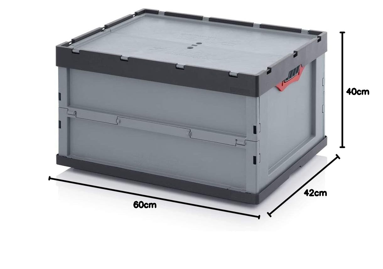 Auer Packaging Caja plegable profesional 60 x 40 x 42 cm con tapa, caja plegable en diseño profesional para almacenamiento, catering, ferias, manualidades, privado, coche, caravana, 60 x 40 x 42 cm,