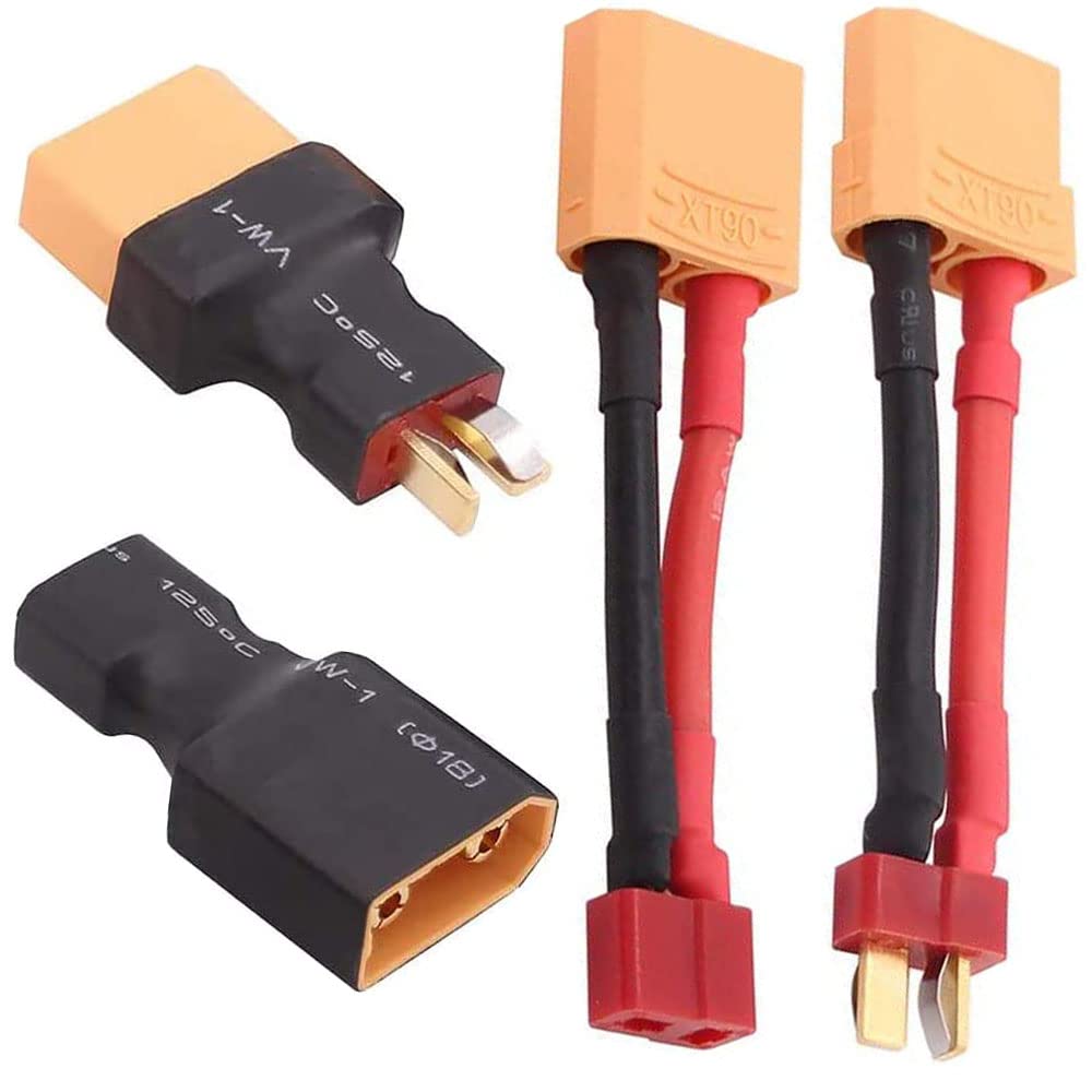JIECHUN 2pairs XT90 Plug to Male Female Deans T Plug Adapter Connector Conversion for RC Lipo NiMH Battery Charger