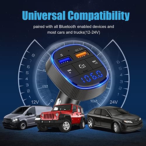 Bluetooth FM Transmitter, Car Radio Audio Adapter with Dual USB Charge Port, MP3 Player Car Charger Support Hands-free Calling, USB Drive, SD Card