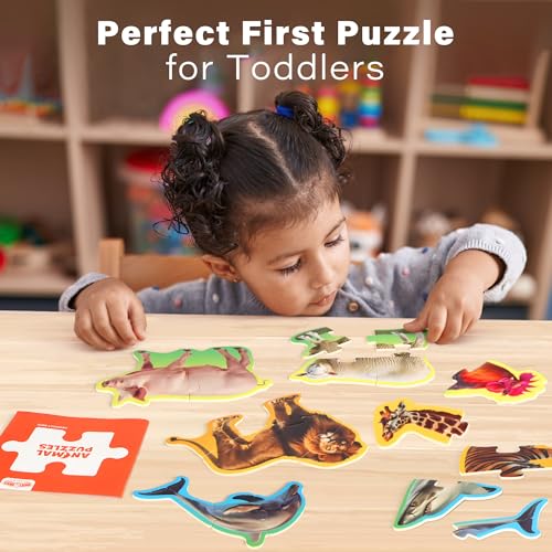 Image of BenBen Puzzles for Toddlers 2-4,12 Animal Puzzles, 3 Levels Step-by-Step