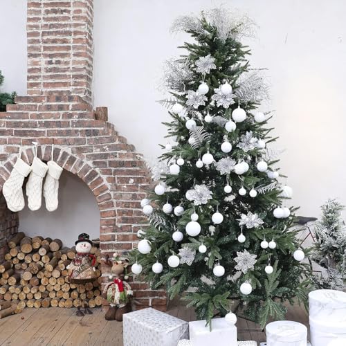 Christmas Balls Ornaments -36pcs Shatterproof Christmas Tree Decorations with Hanging Loop for Xmas Tree Wedding Holiday Party Home Decor,6 Styles in 3 Sizes(White) - image 6