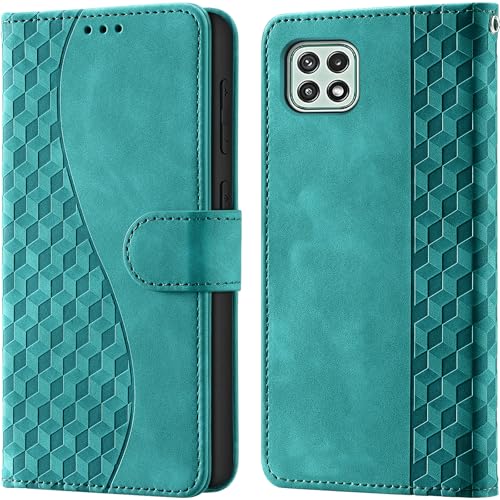 Handyhülle für Samsung Galaxy A22 5G Leder Wallet RFID hüllen Türkis