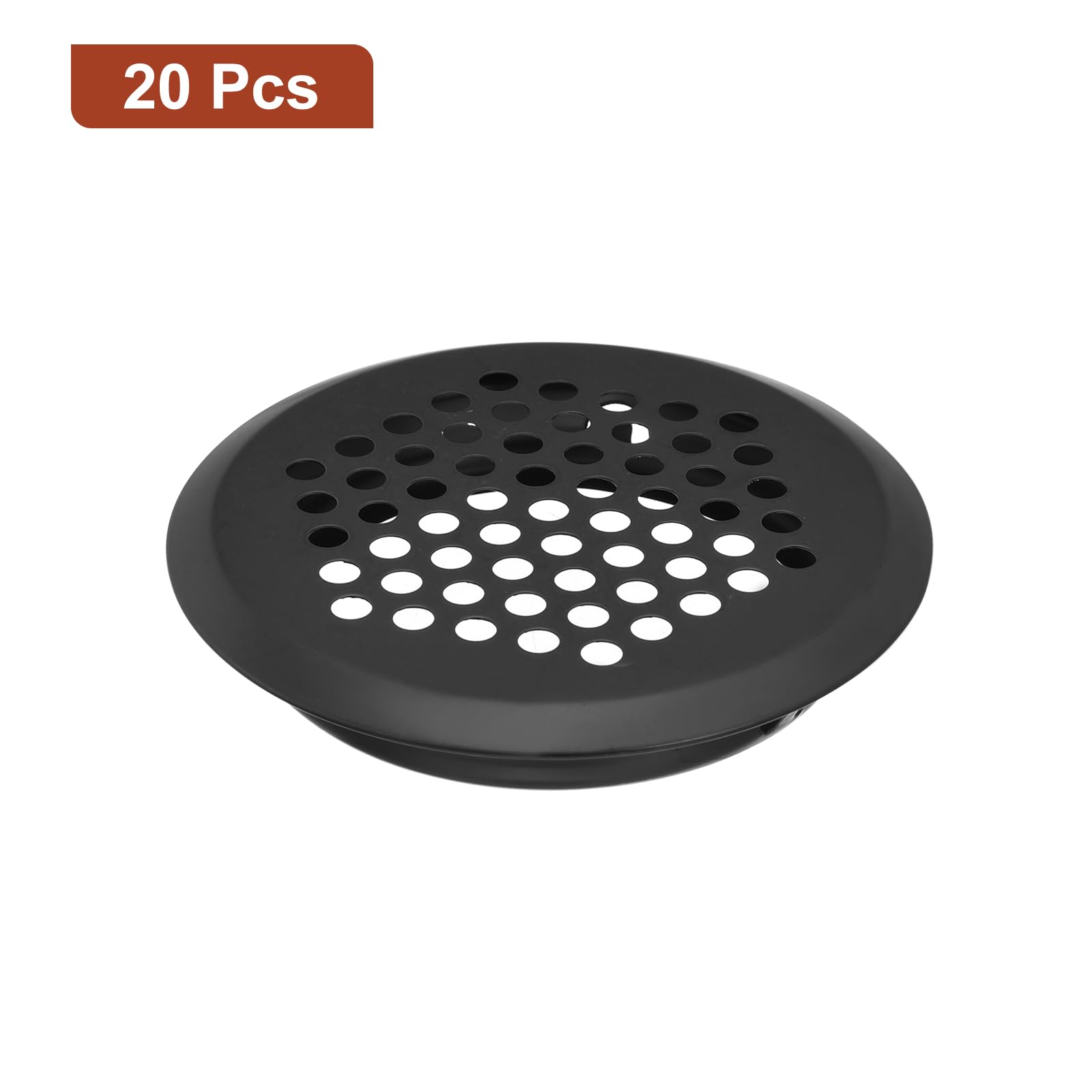 uxcell 53mm(2-1/8") Circular Soffit Vent, 20pcs Stainless Steel Round Air Vents Mesh Hole Louver for Kitchen Bathroom Cabinet Black - Image 3