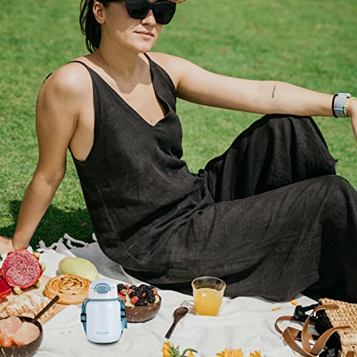 Diller Insulated Water Bottle With Straw, 14 Oz Travel Coffee Mug With Straps Mini Stainless Steel Water Bottles With Straw For Kids And Women Keep 12H Piping Hot & 24H Cold (Blue, 14 Oz) #TOP5