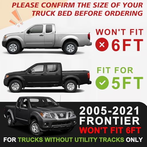 Image of TripleAliners Truck Mat Compatible with 2005-2021 Nissan Frontier 5FT Accessories, Truck Bed Mat Heavy Duty Custom Fit All Weather Protection TPE Pickup Liner