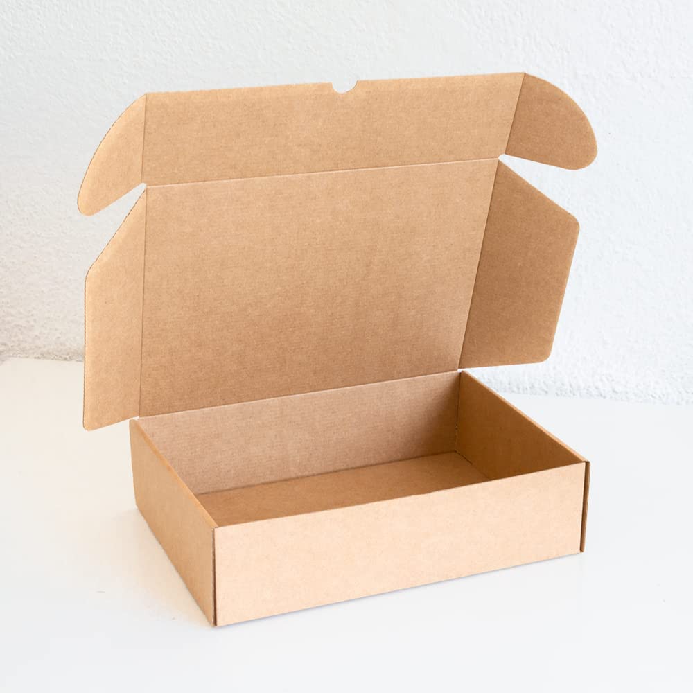 Set mit 20 selbstfaltenden Kartons aus Kraftpapier mit Deckel – Doppelwandig, robust für Versand, E-Commerce und Kurierdienste mit den Abmessungen 30x22x8 cm | Doppelwandig, robust für Versand, E-Commerce und Kurier