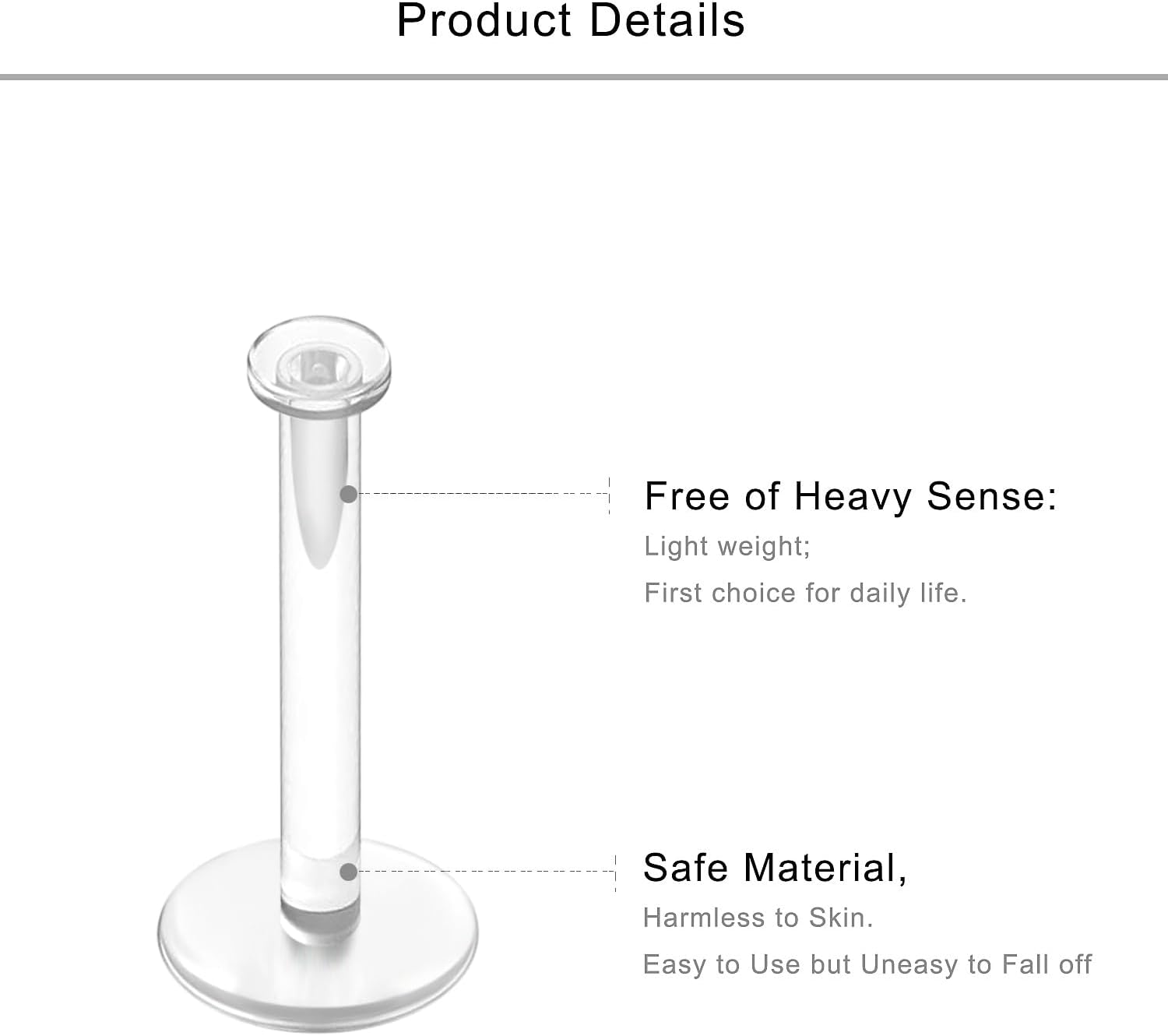 Lcolyoli 18G 16G Clear Earrings for Sports Clear Nose Studs Push Top Piercing Retainers 2mm Flat Top Bioflex Lip Rings Labret Retainer for Women Men - Image 3