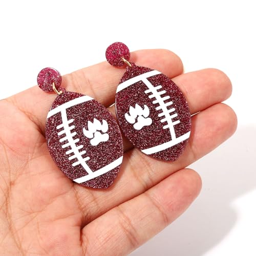 Football Earrings Game Day Acrylic Glitter Football Mom Earrings College School Sports Team Spirit Earrings Cheer Football Mom Gift4