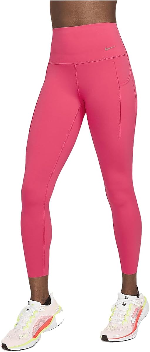 Universa Leggings 7/8 de cintura alta y soporte medio para mujer con bolsillos (DQ5897-629, rosa aster/negro)