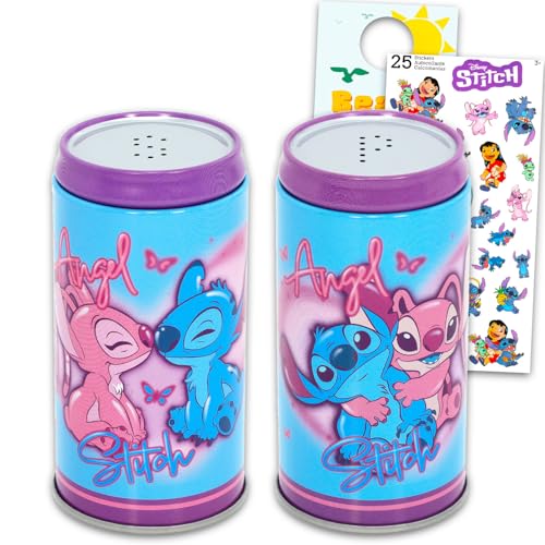 Stitch and Angel Kitchen Decor - Disney Kitchen Accessories Bundle with Salt and Pepper Shakers Plus Stickers, More | Stitch Home Accessories Set.