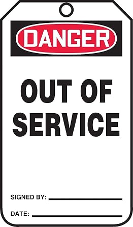 Accuform Signs, Safety Tag,Danger Out of Service & Std Back,25/Pk,Pf-Cardstock