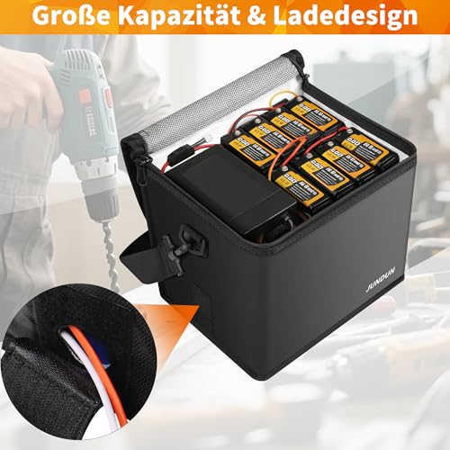 5200℉ Lipo Safe Bag Feuerfeste und Explosionsgeschützte Tasche, 24x18x22cm Batterie Aufbewahrungsbox für Akkus mit Wasserdichtem Doppelreißverschluss, Großes Fassungsvermögen zum Laden und Aufbewahren