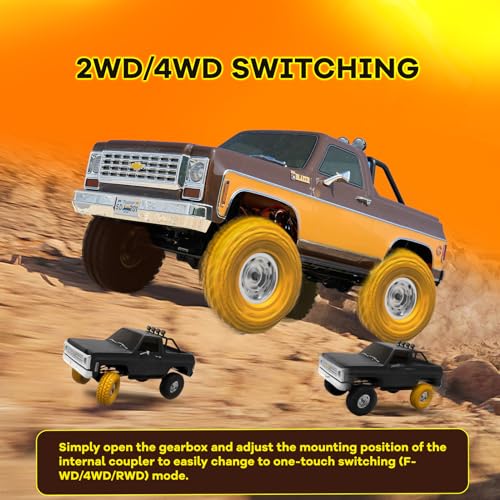 Image of FCX10S FMS 1 /10 K5 S RC Crawler Chevy Blazer Officially Licensed, RC Pick Up Truck & SUV, Remote Control Car with Two-Speed Switch for Adults (Orange)